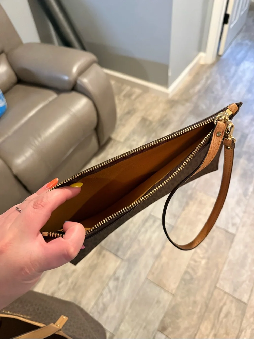 Michael Kors Brown and Tan Signature Tote with Matching Wallet